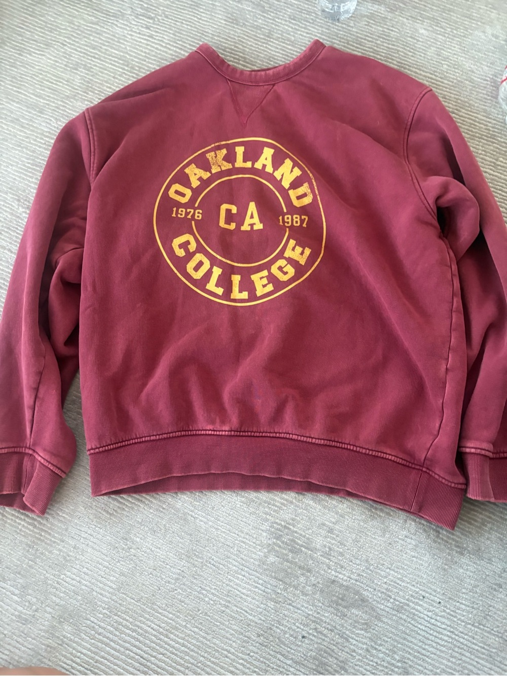 Zara Maroon Sweatshirt with Yellow Oakland College Graphic